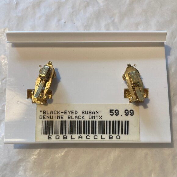 Butler "Black-Eyed Susan" black onyx clip-on earrings - Picture 3 of 6